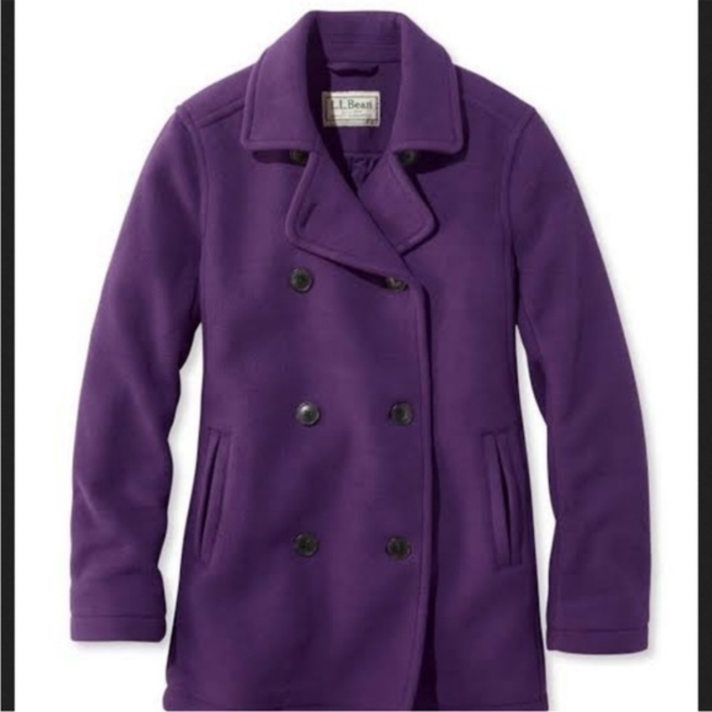 L.L. Bean Purple Fleece Pea Coat Small